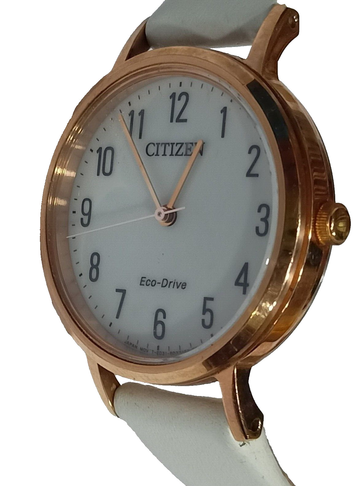 E031-R008005 CITIZEN ECO-DRIVE WHITE LEATHER BAND AND DIAL LADIES WATCH C2-153