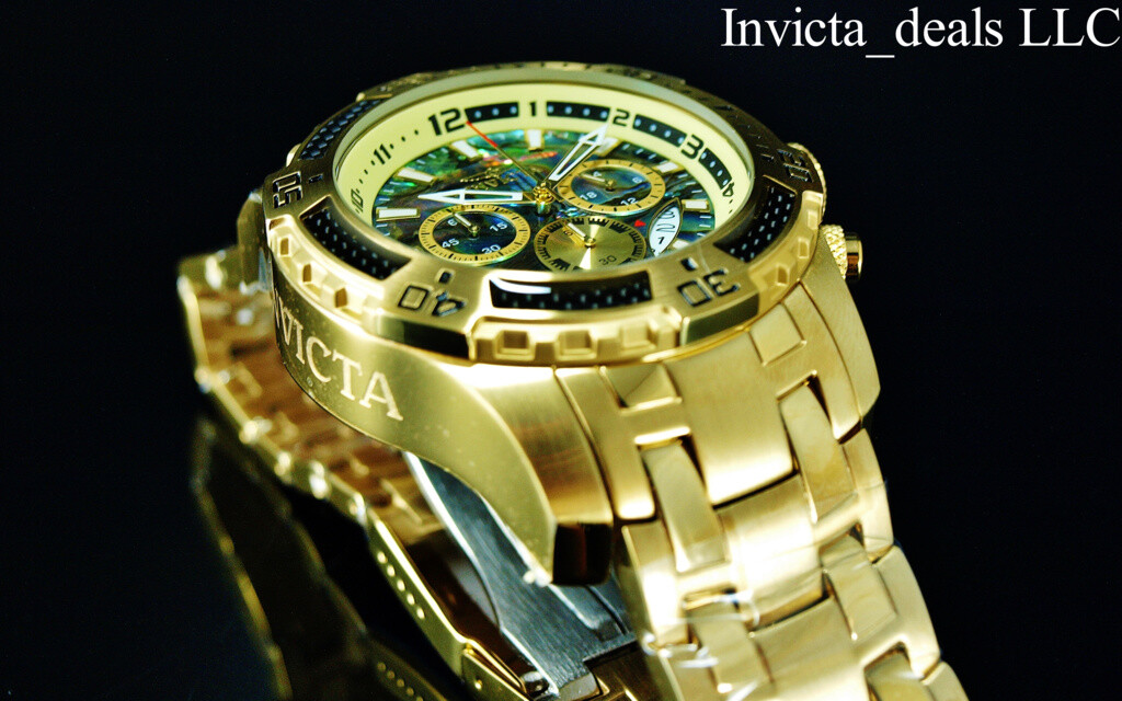 Invicta Men’s 51mm Pro Diver SCUBA Chronograph ABALONE Dial Gold Tone SS Watch