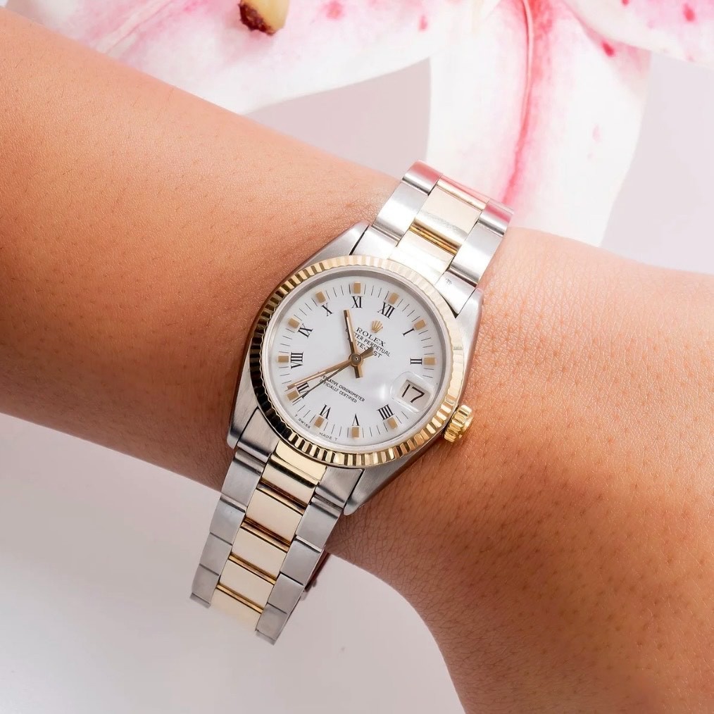 Rolex Datejust 31mm White Roman Dial Two Tone Oyster Bracelet 6827