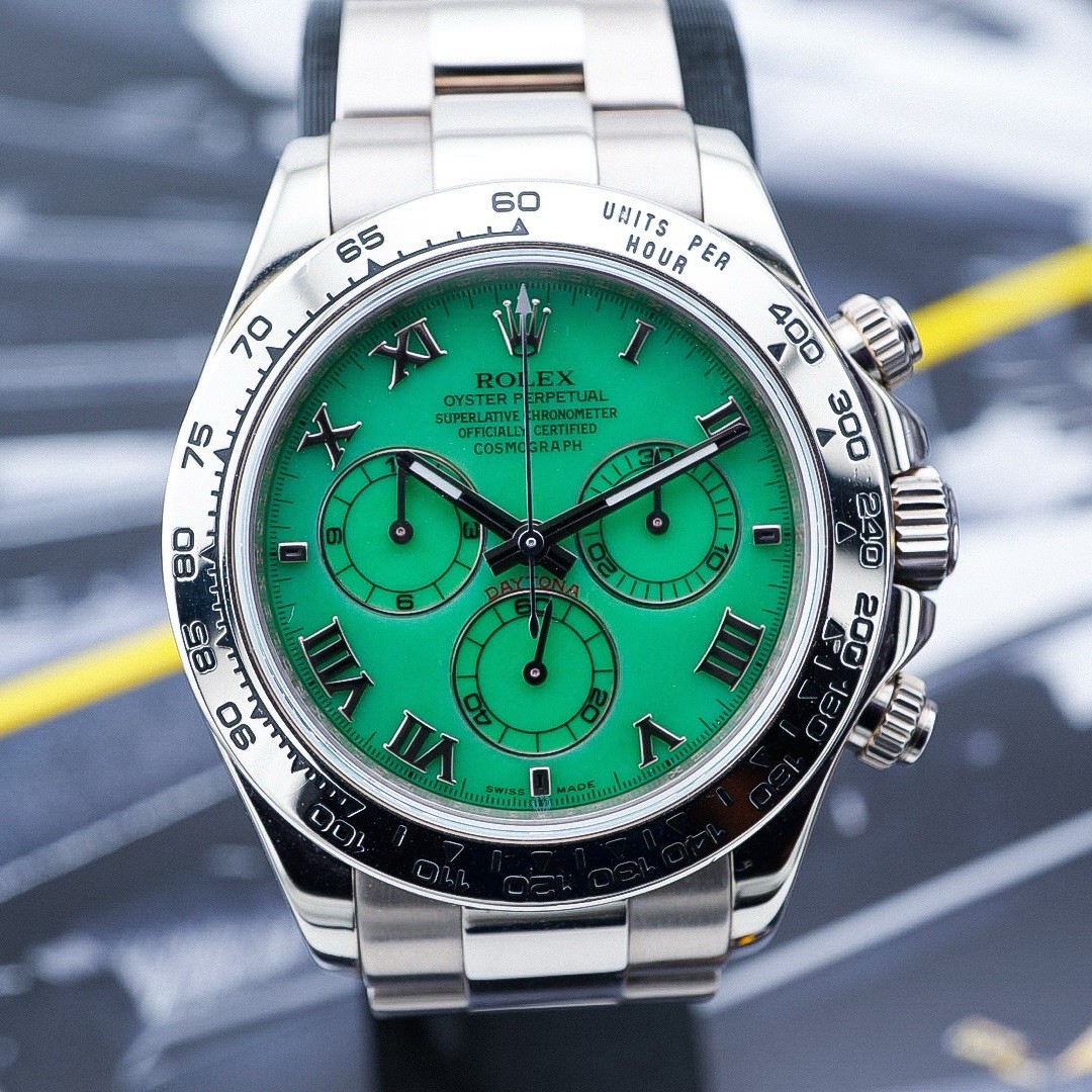 2008 Full Set Rolex Daytona 116509 Beach Green Dial 40mm White Gold 2021 Service