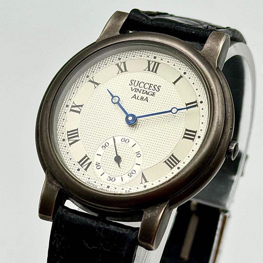 vintage Seiko Alba V803-012 Quartz Watch Blue 31mm Rare good condition