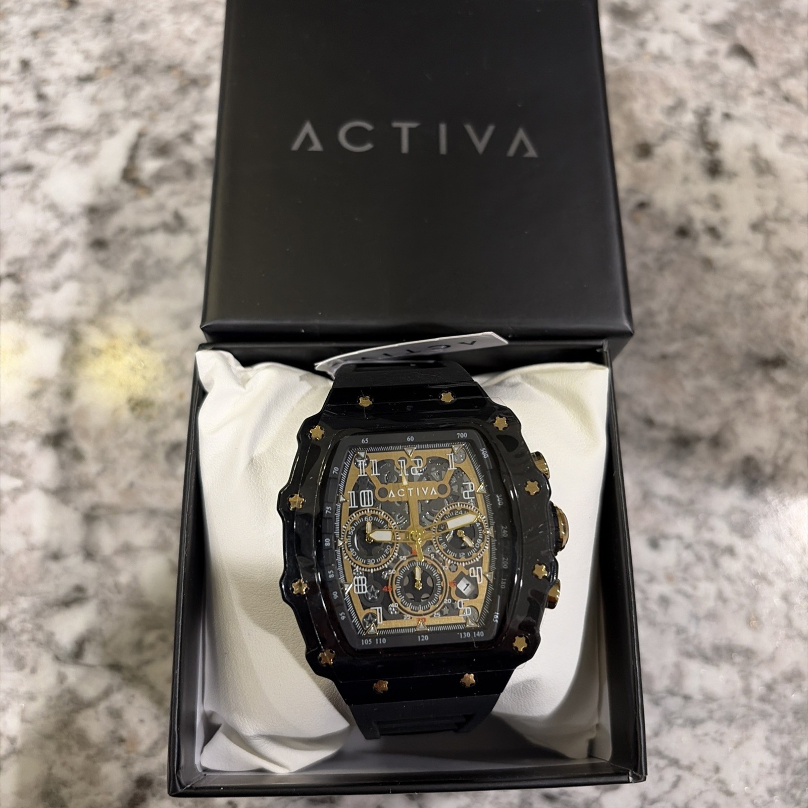 Invicta Activa X Men’s Watch Skeleton Dial-44.3mm Black & Gold Dial ACW2305-026