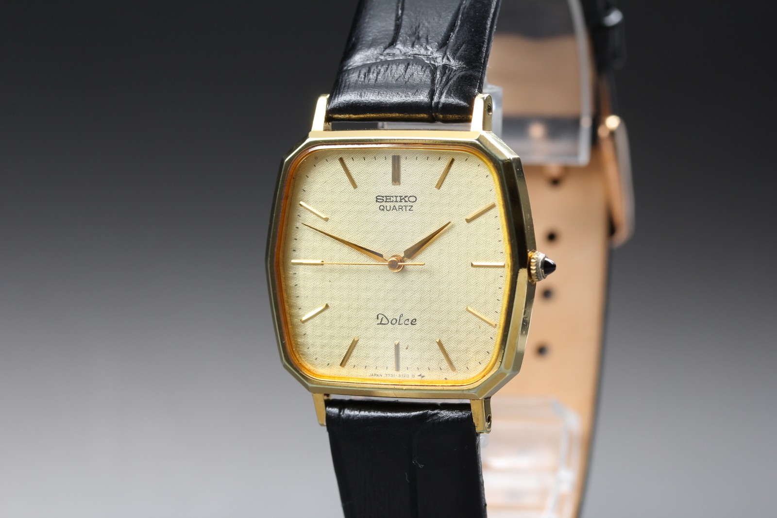 [ Near MINT ] SEIKO Dolce 7731-5120 28mm Gold Dial Quartz Men’s Watch From JAPAN