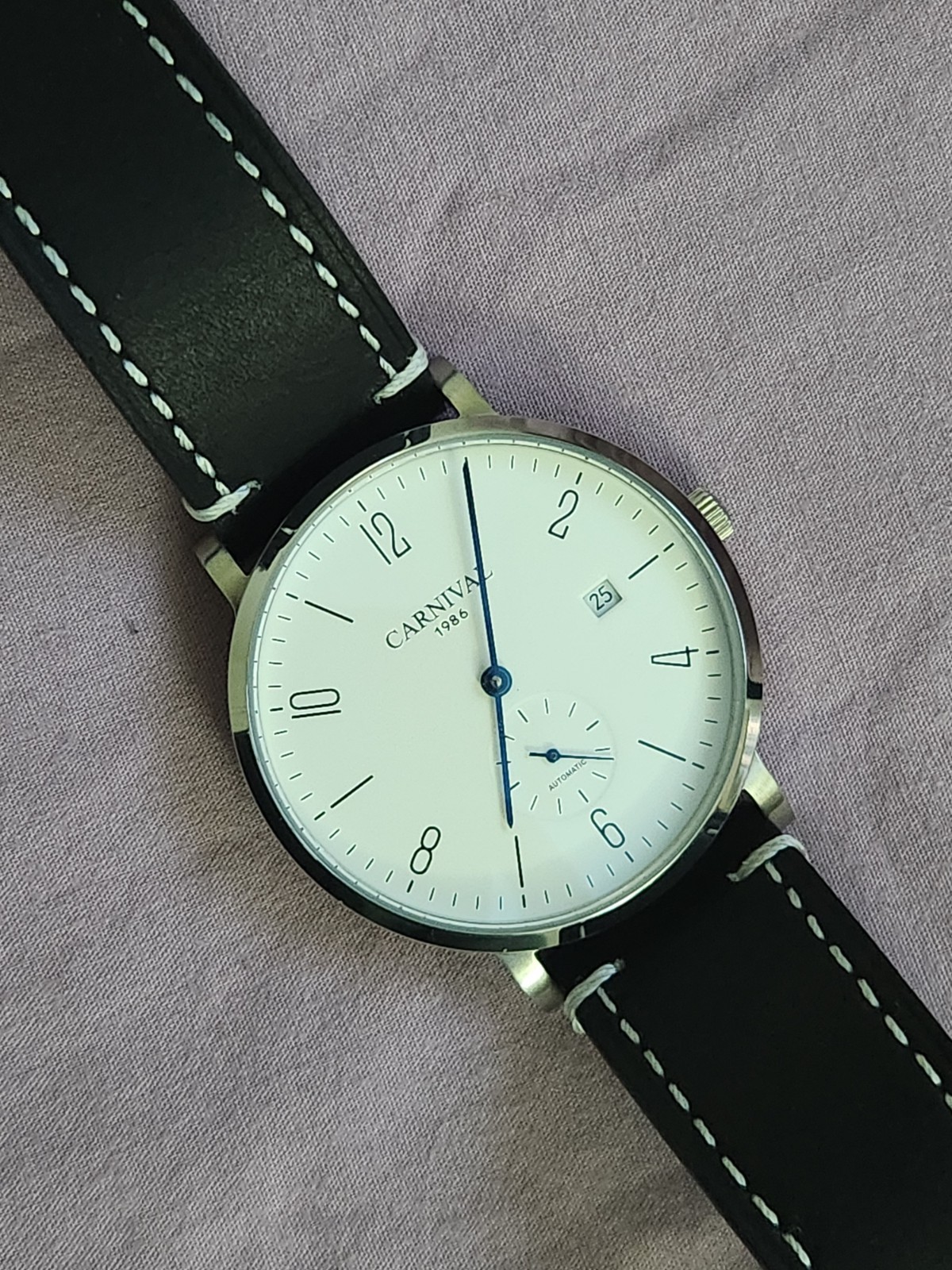 Carnival 10mm Thin Mechanical Automatic Men’s Watch Luxury Date Water Resistant