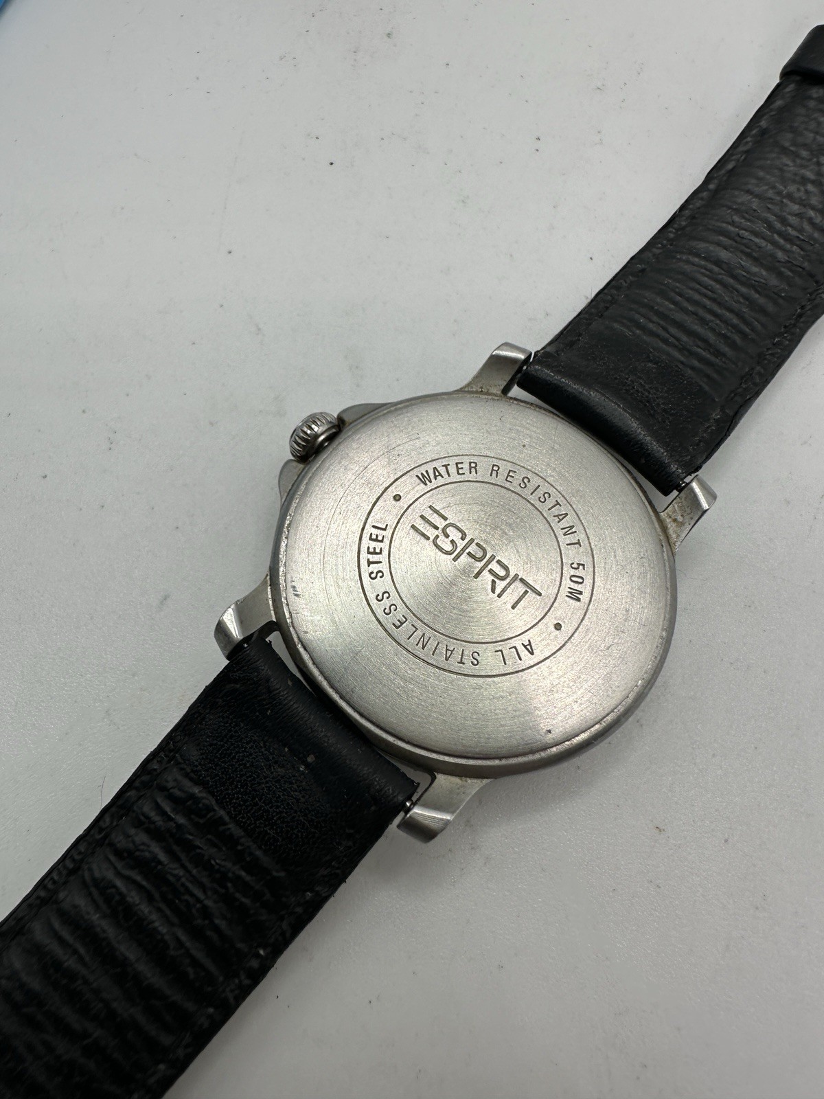 Esprit Noon At 6 Rare Vintage Men’s Watch Leather Band Abstract Dial