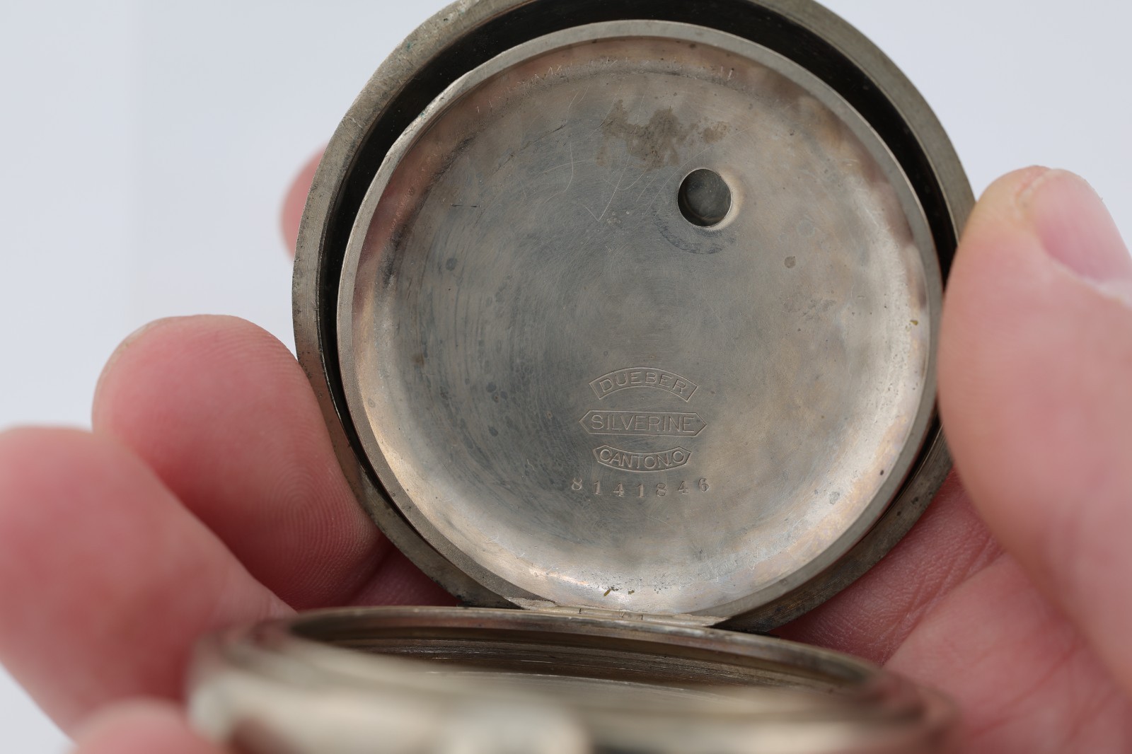 DUEBER SILVERINE KEYWIND 18s POCKET WATCH CASE 56.93mm, 45mm MOVEMENT SEAT (M13)