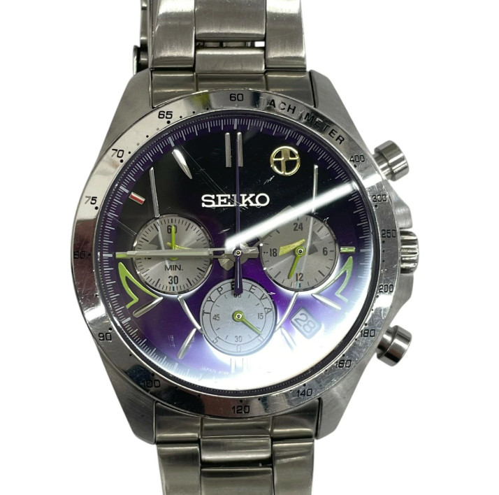 Seiko x Evangelion 500 Type EVA Unit 01 Chronograph Quartz Men’s Watch 8T63-01P0