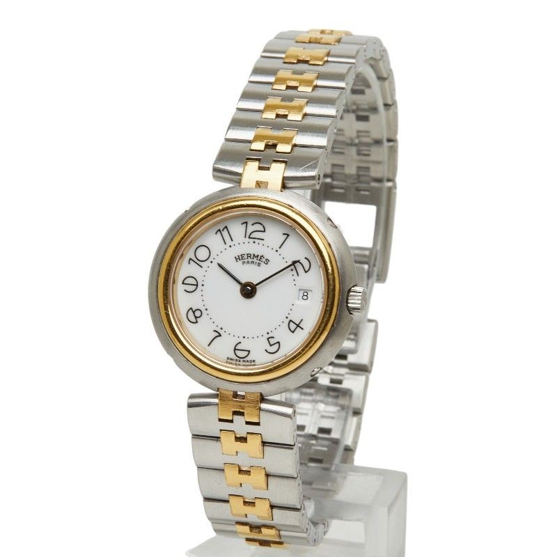 Profile Watch Silver Gold Stainless Steel Plated Ladies HERMES 1 0279486