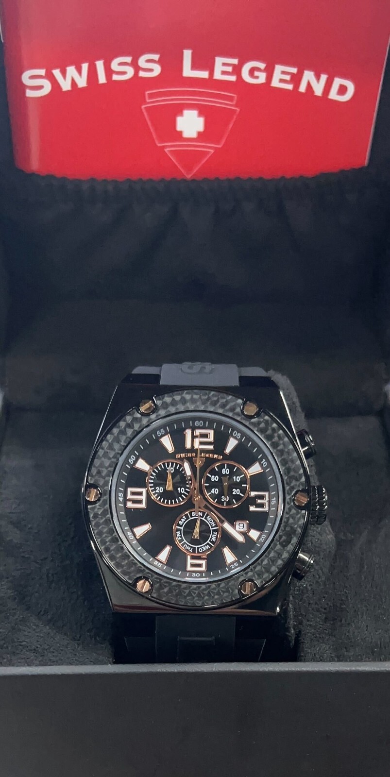 Swiss Legend Men’s 30025-BB-01-RA Throttle Analog Display Swiss Quartz Blck Watc