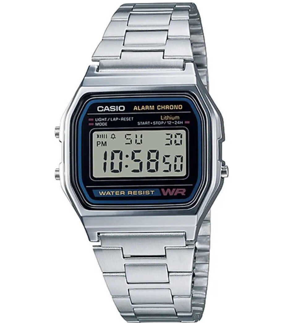CASIO Men’s Watch A-158W Digital Silver Alarm Micro Light – NEW – Warranty
