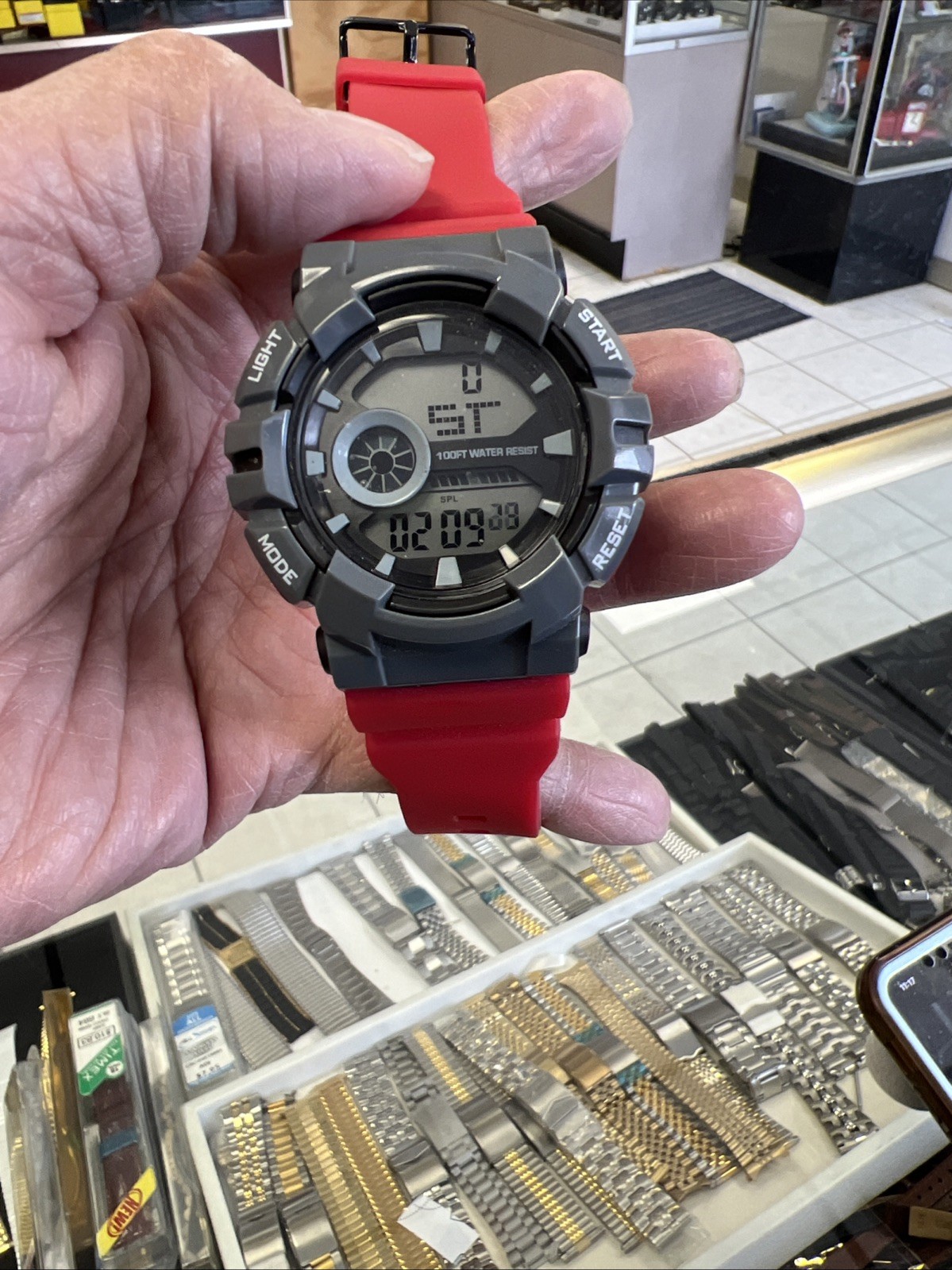 Sports Watch Red And Gray❤️Chronograph Digital ( No Boxes)😱