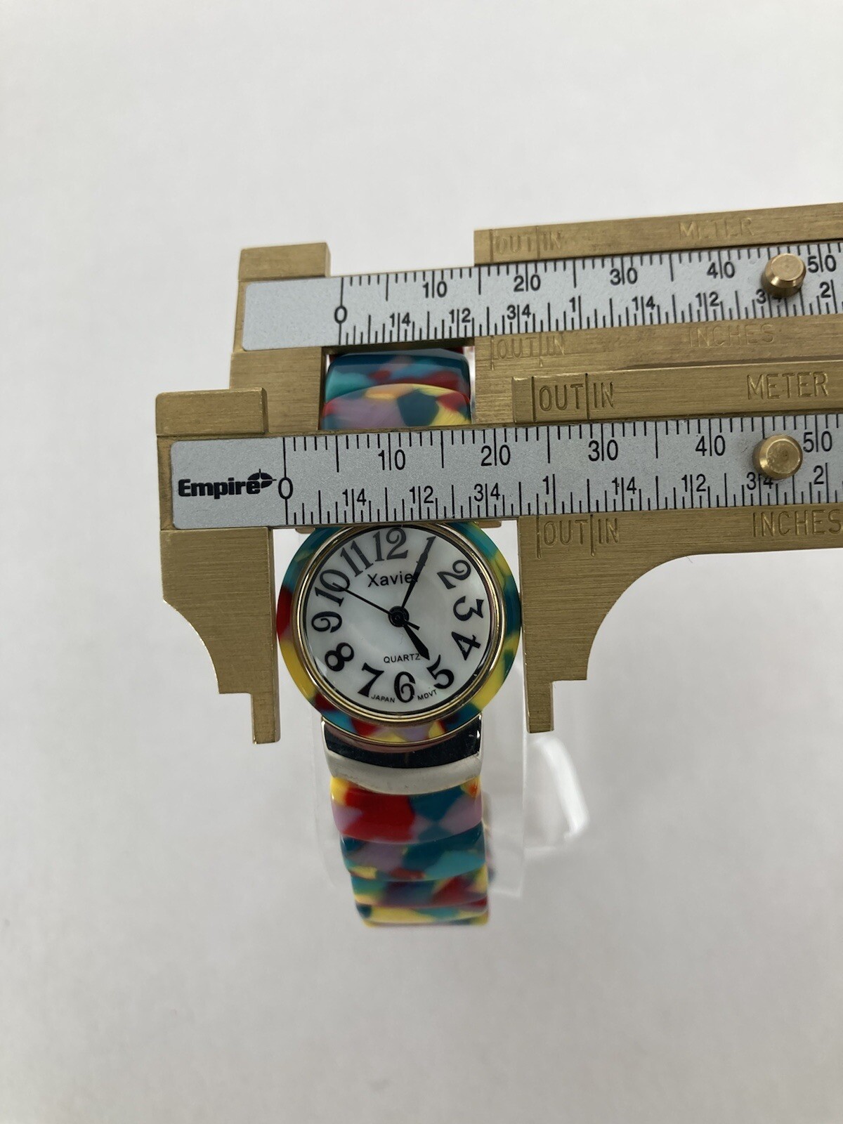 Xavier 25mm Multi-Color Quartz Watch w/Hinged Bracelet & New Battery