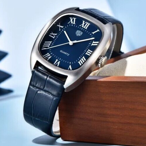 Rollstimi 7904 36mm Luxury Tonneau Dress Watch Hardex Lens 50m Seiko VH31 Quartz