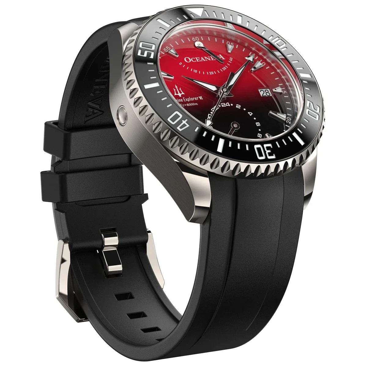 Oceaneva Power Reserve 6000m Automatic Grade 5 Titanium Watch Red