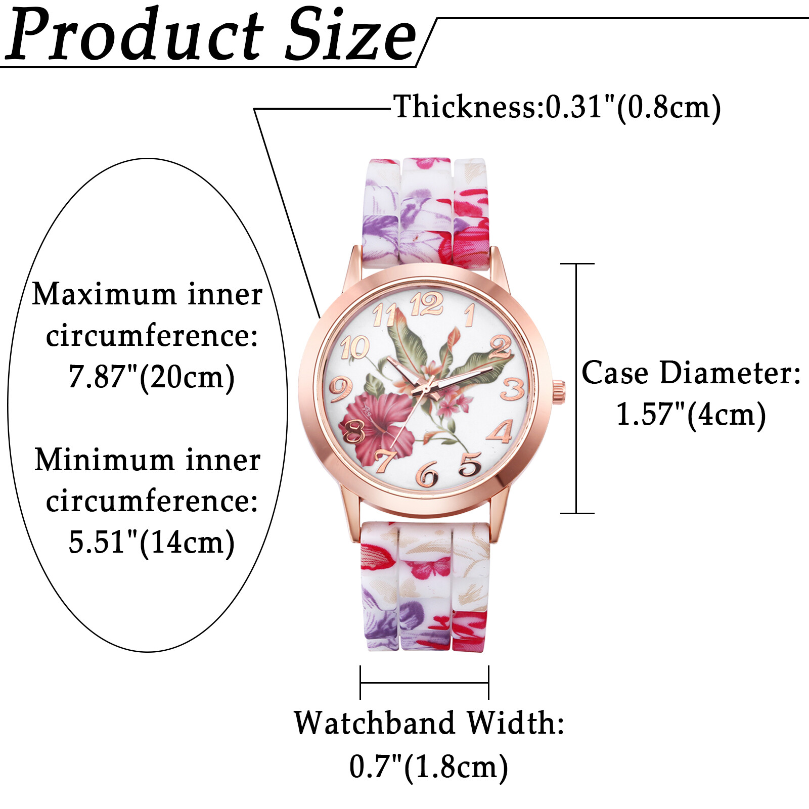 Women Girls Fancy Soft Flowers Printed Silicone Strap Quartz Dress Wrist Watches