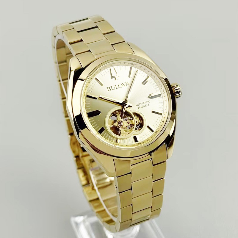 Bulova Surveyor 97A182 Gold Tone Dial Stainless Steel Men’s Automatic Watch 39MM