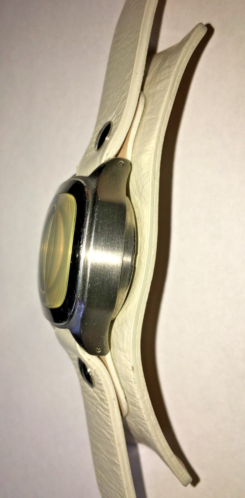 Fossil Big Tic Womens Watch 32mm Silver Tone White Leather New Battery