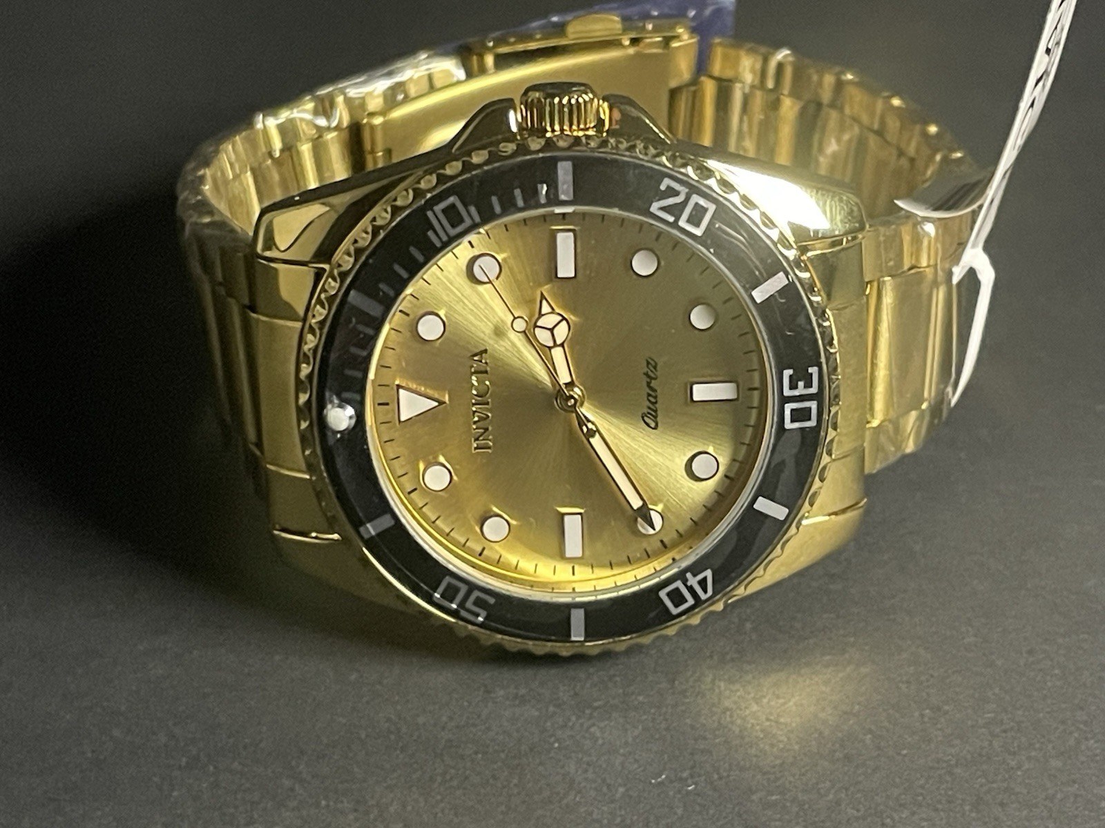 Invicta Pro Diver Men’s Quartz Diver Watch 42mm Gold Tone Black Bezel, 69396