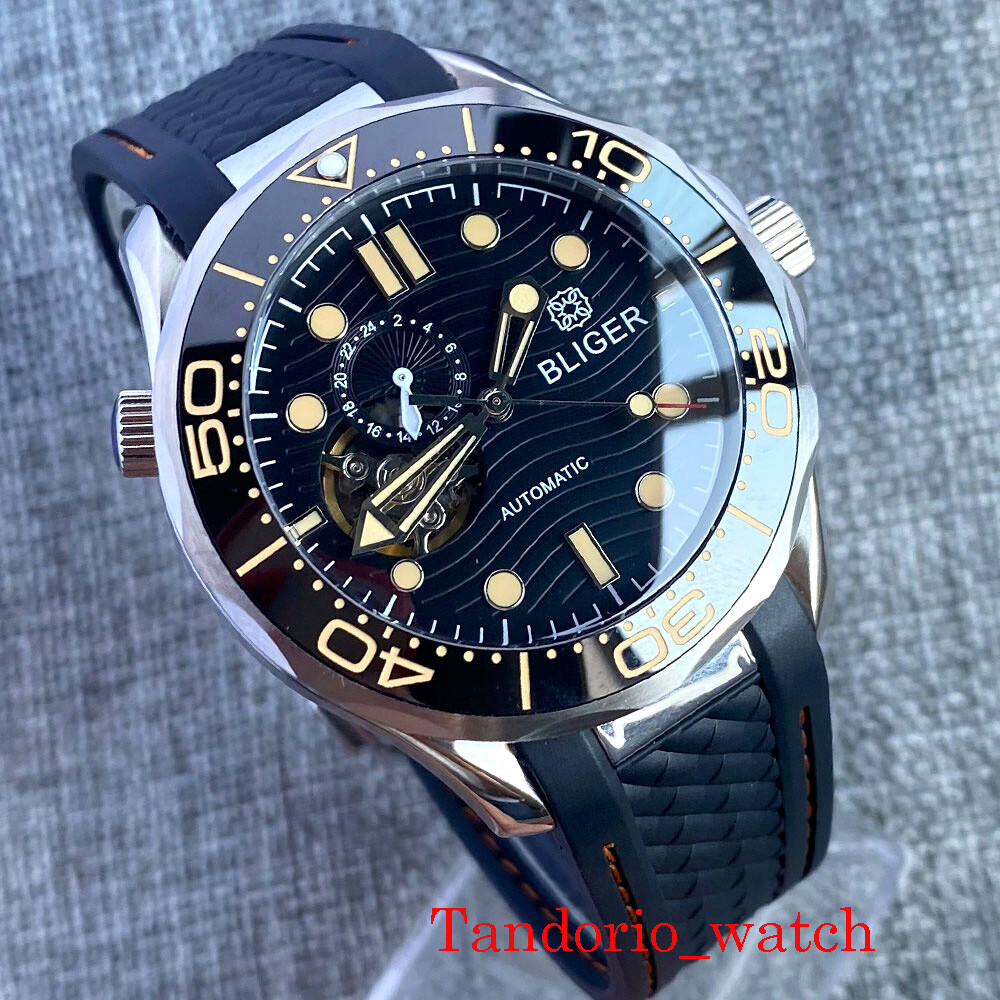 BLIGER 41MM White Dial NH39 Automatic Mens Watch Sapphire Glass Rubber Strap