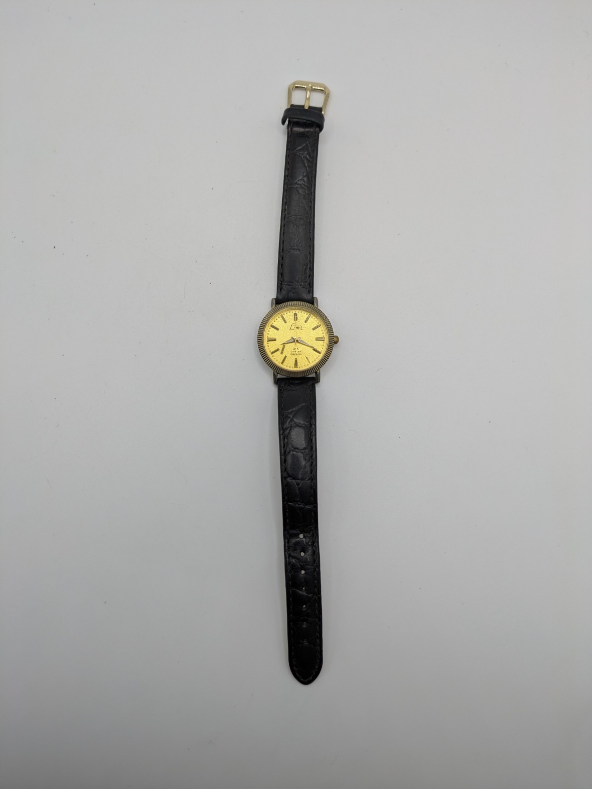 24K Gold Leaf Diamonds Limit 6871S Quartz Dial Untested Bracelet Watch 30.1mm
