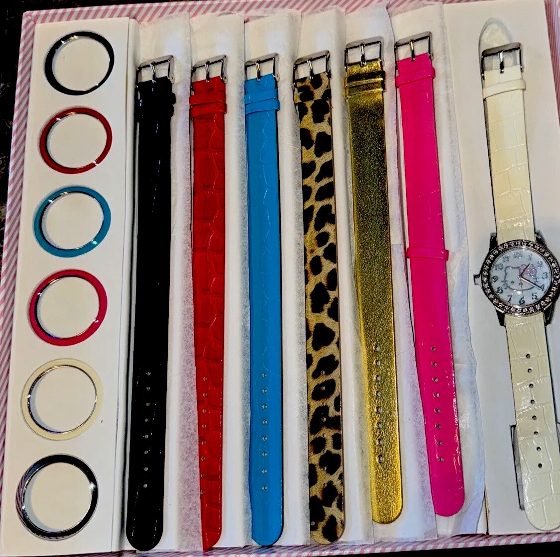 Hello Kitty Watch SET w/ 7 Changeable Watchbands + 7 Bezels Sanrio #3419 *NEW
