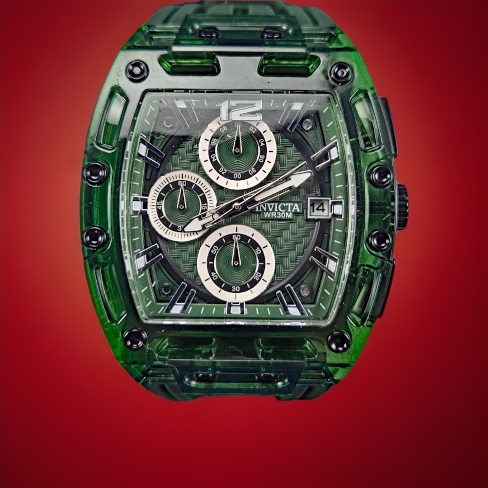 Invicta S1 Rally Men 42mm Green Tone Case Green Metal Dial Green Band (70144)