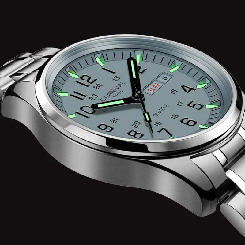 CARNIVAL Luxury Brand Wrist Watch Men Quartz Luminous Hands Waterproof Solid