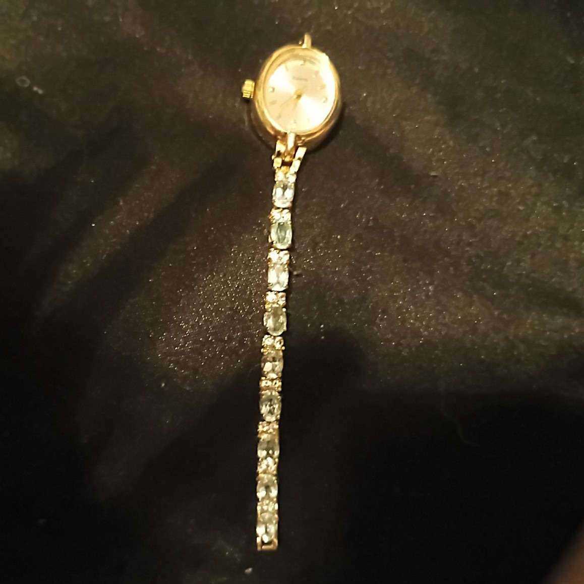 Vintage HMI Gold-Tone Ladies Watch — Unique Half-Crystal Band