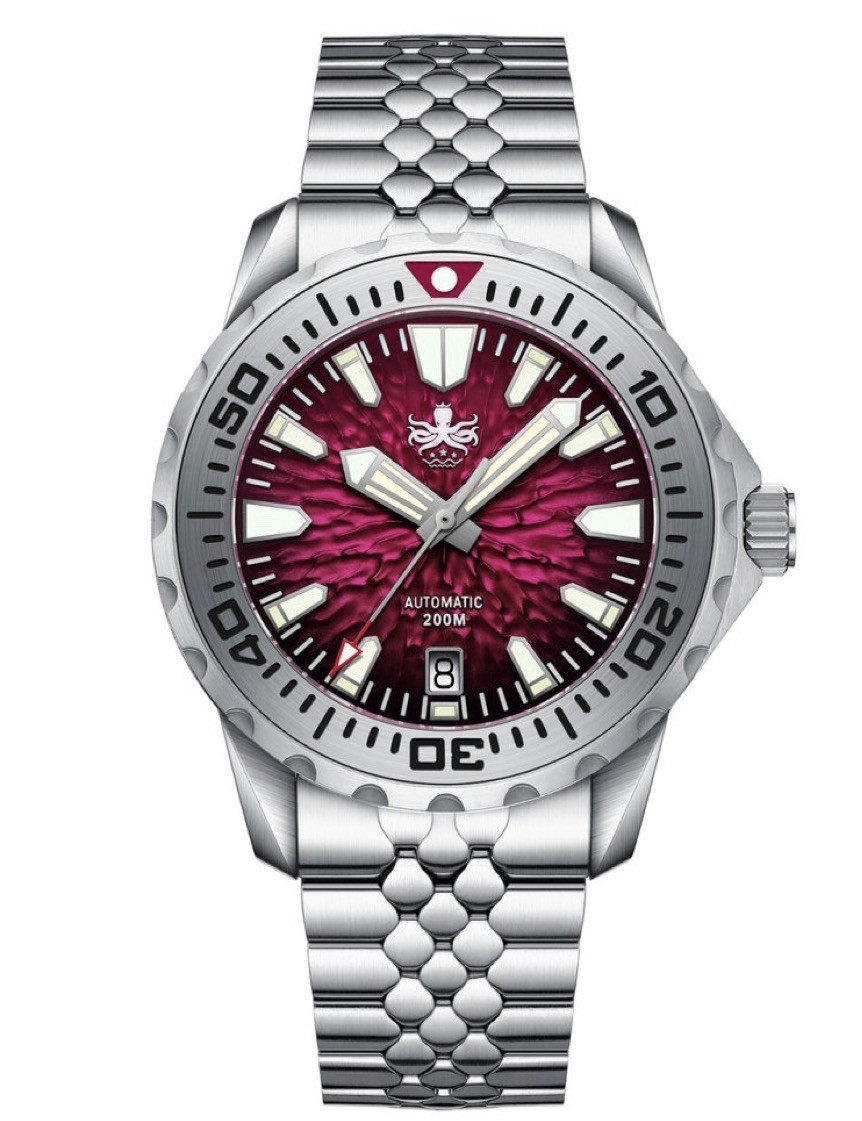 Phoibos Kraken watch Red Lava Automatic Diver Watch