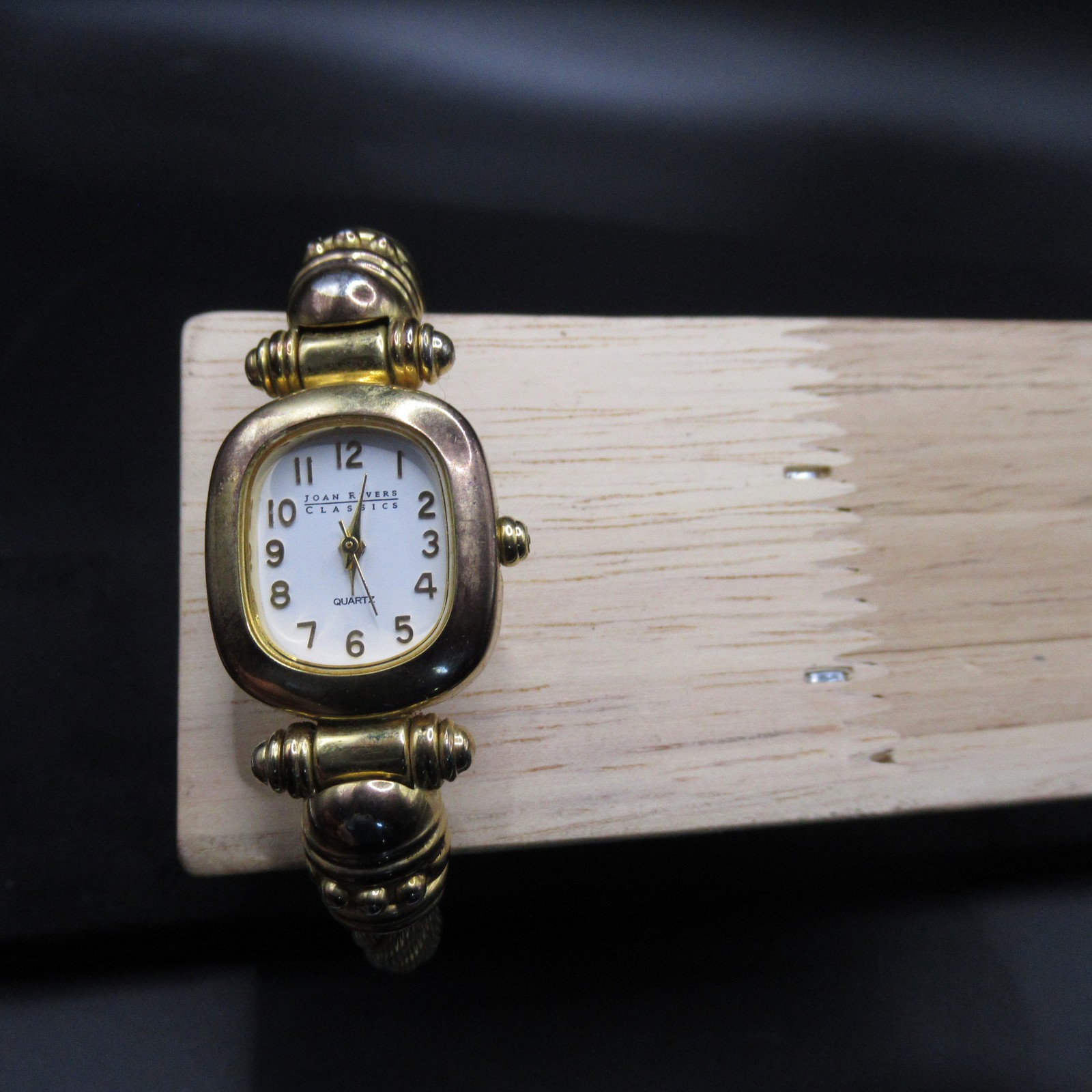 Joan Rivers Classics Women’s Gold Tone Bangle Cuff Watch Quartz White Dial V377