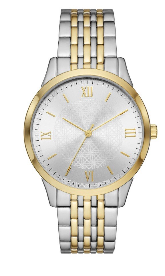 George Men’s Watch: 2 Tone Gold Silver Case, Gold Bezel, Silver Sunray Dial, 2 T