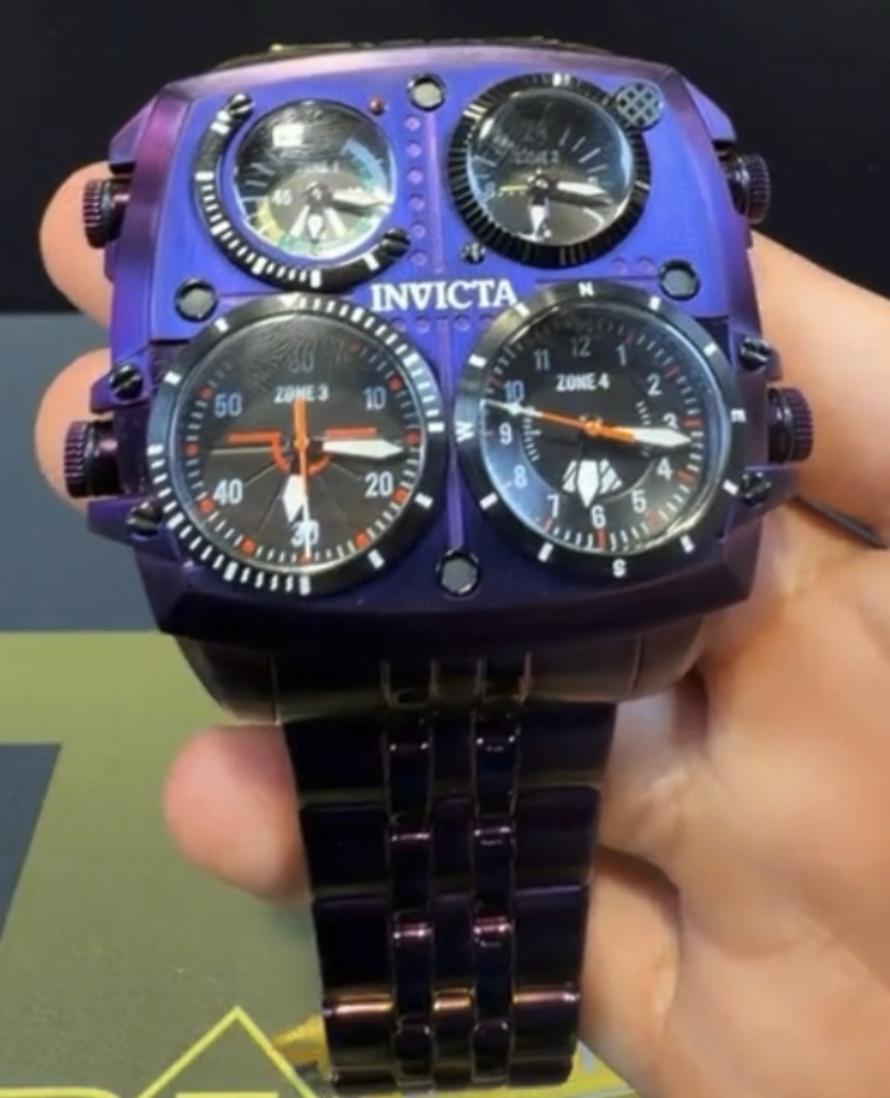 🔥NEW🔥Invicta Aviator ZULU TIME 4 Time Zone Pilot Men’s Watch 50mm Purple 50658