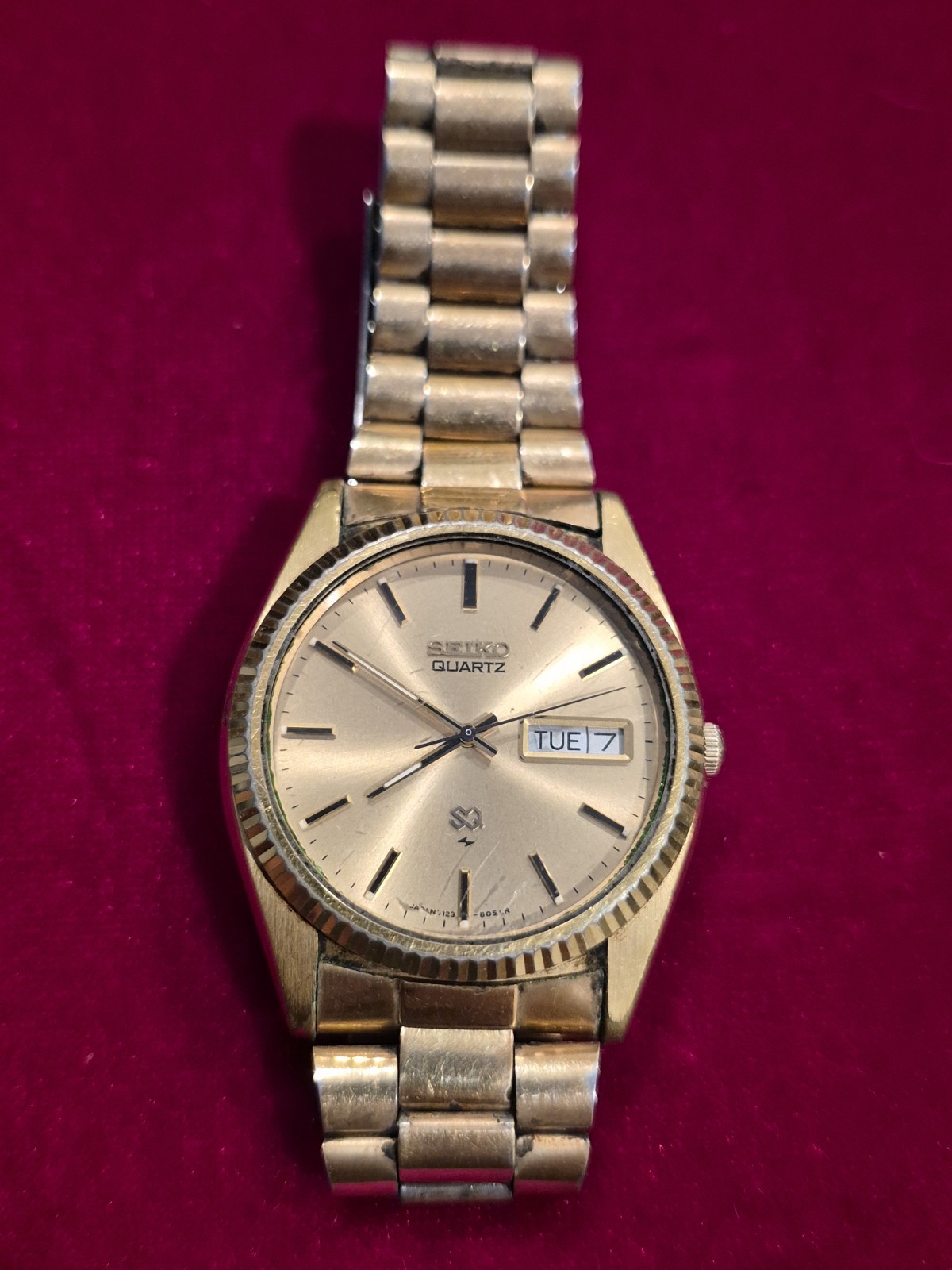 Seiko President Mens Watch 34mm Gold Tone Day Date 6923-8089