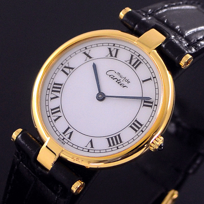 Vintage Cartier Must De Vendome Vermeil Quartz White Dial Dress Men’s Watch
