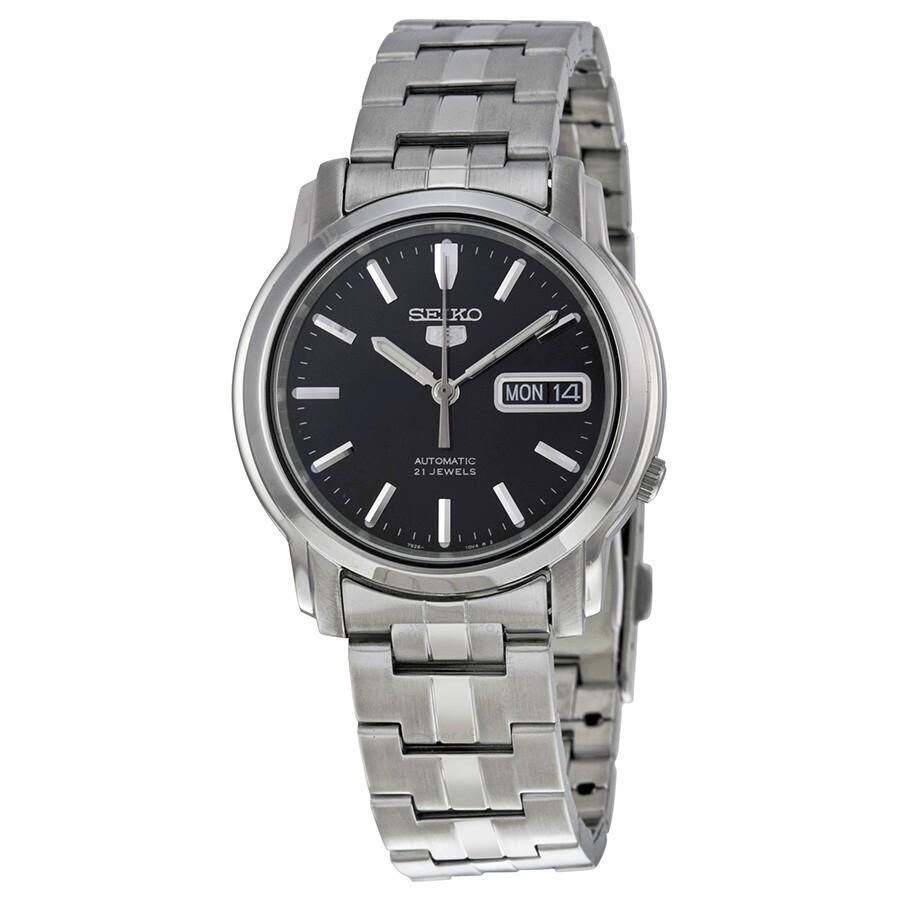 SEIKO 5 SNKK71K1 Automatic Mens Watch Stainless Steel Bracelet Black Dial