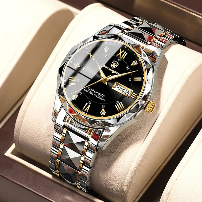 Original Poedagar 615 Stainless Steel Chain Watch | Gold Black