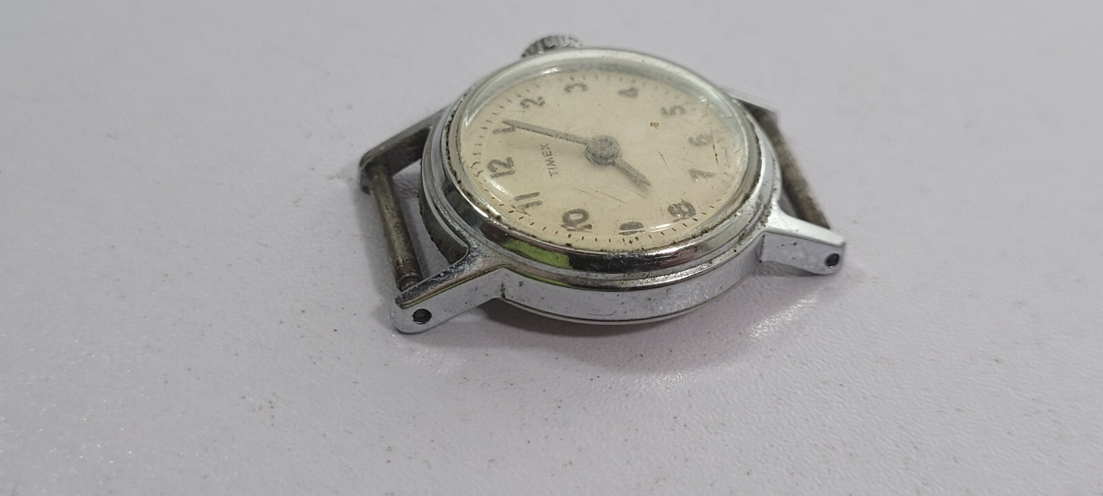 Timex Silver Colored Watch Round Chrome Plate Metal Stainless Steel Back