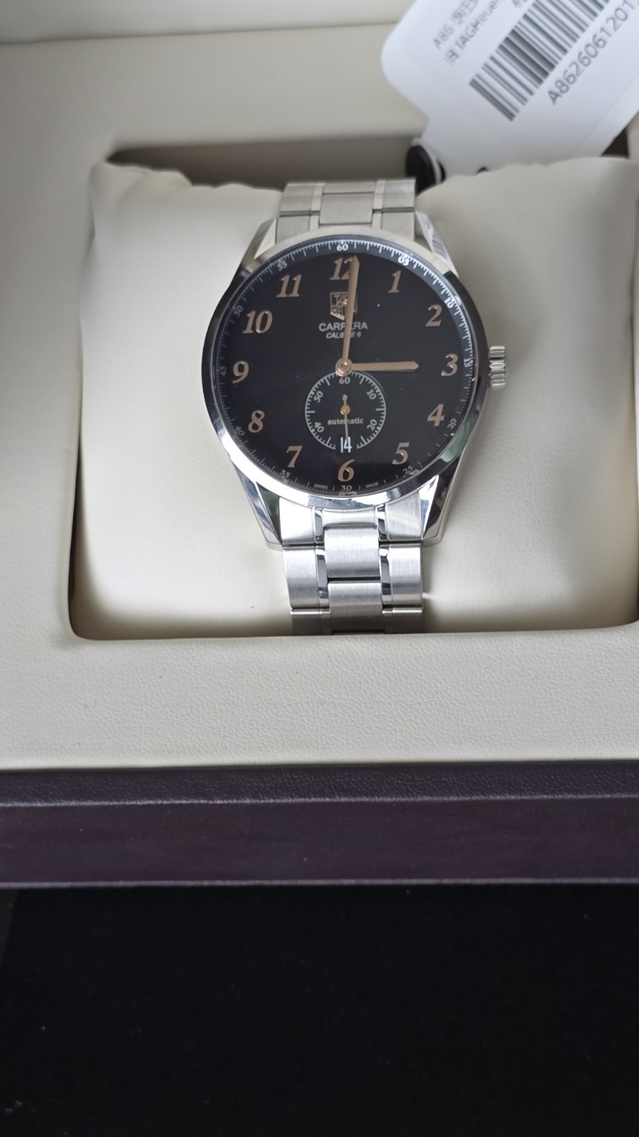 TAG Heuer Carrera Calibre 6 41mm Automatic Black Dial Steel Bracelet w/ Box