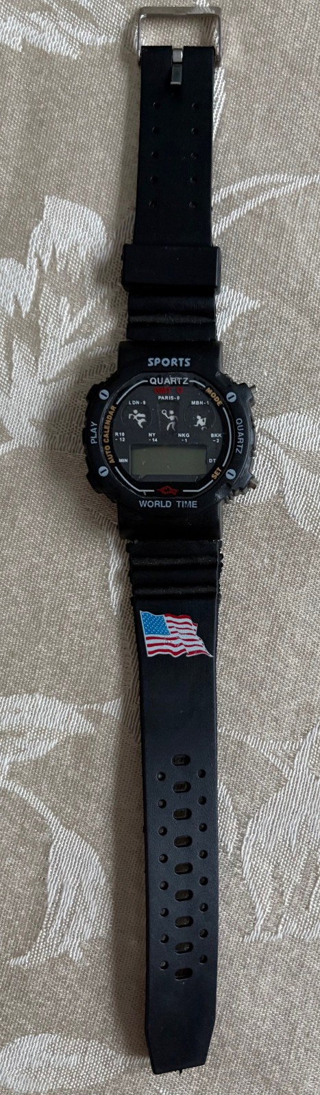 Vintage Quartz Men’s Sports Watch USA America Flag Made in China – Untested