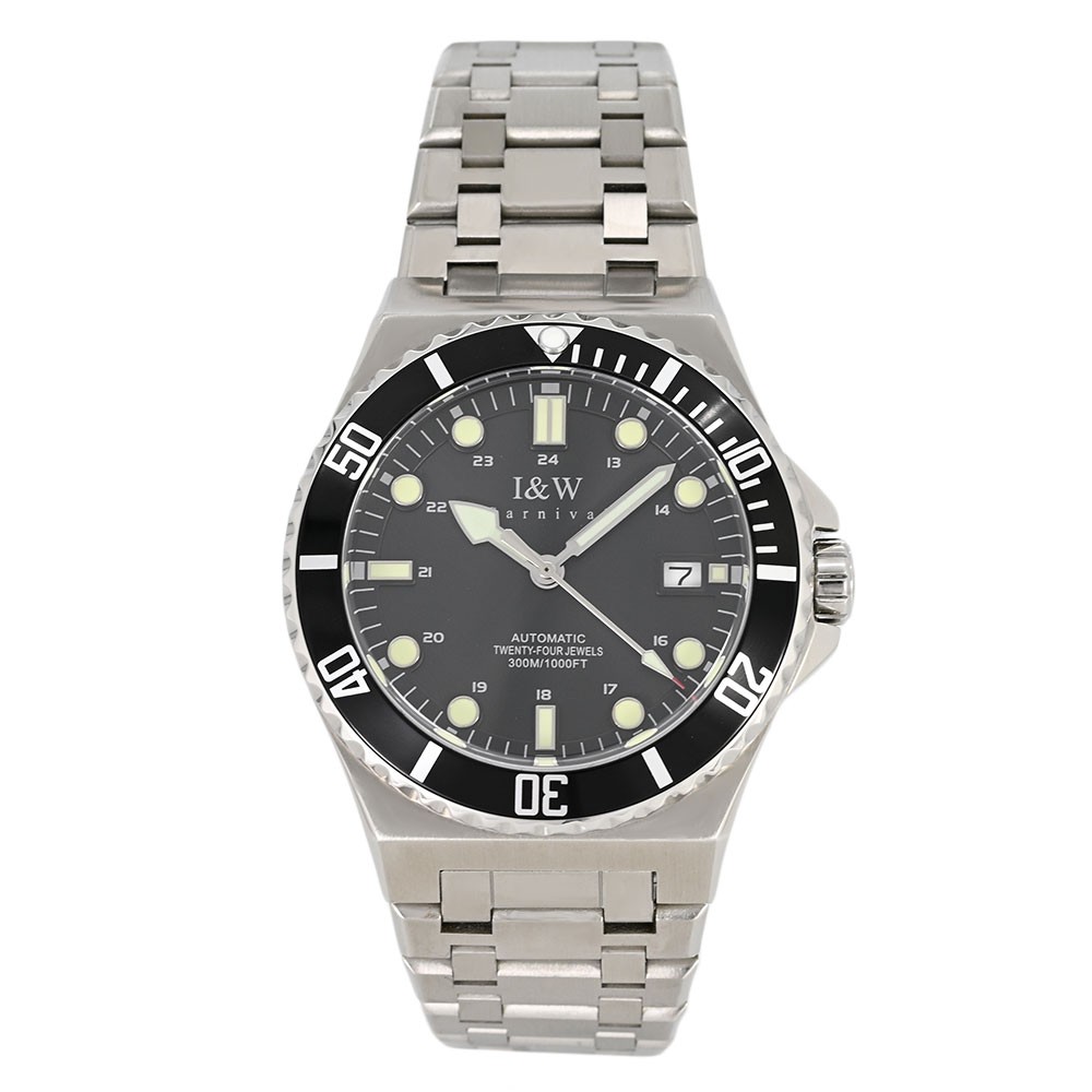 I＆W Carnival IW726-2 IW726 Silver Automatic Analog Black Silver