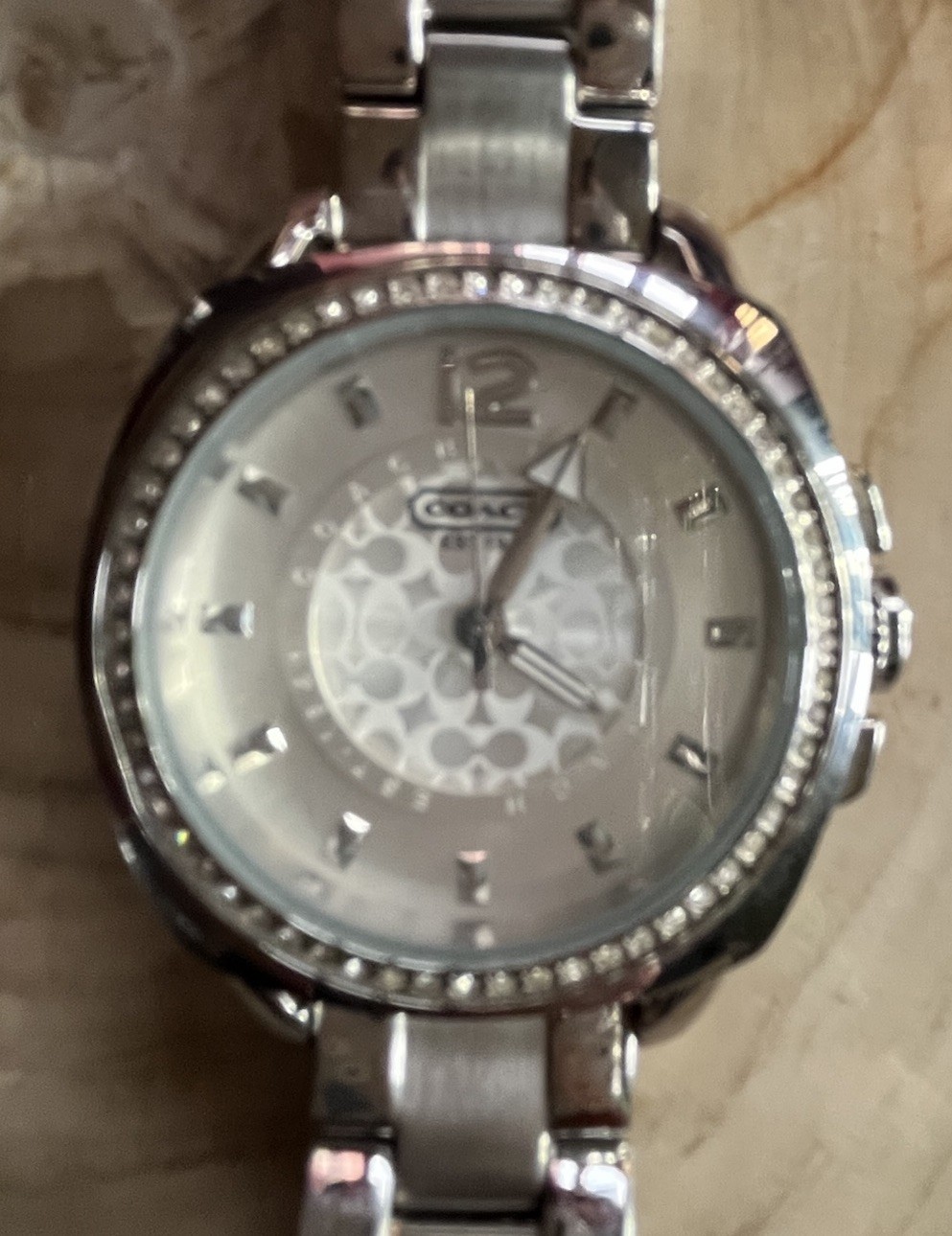 Coach Signature Stainless Steel Wristwatch-Needs Battery