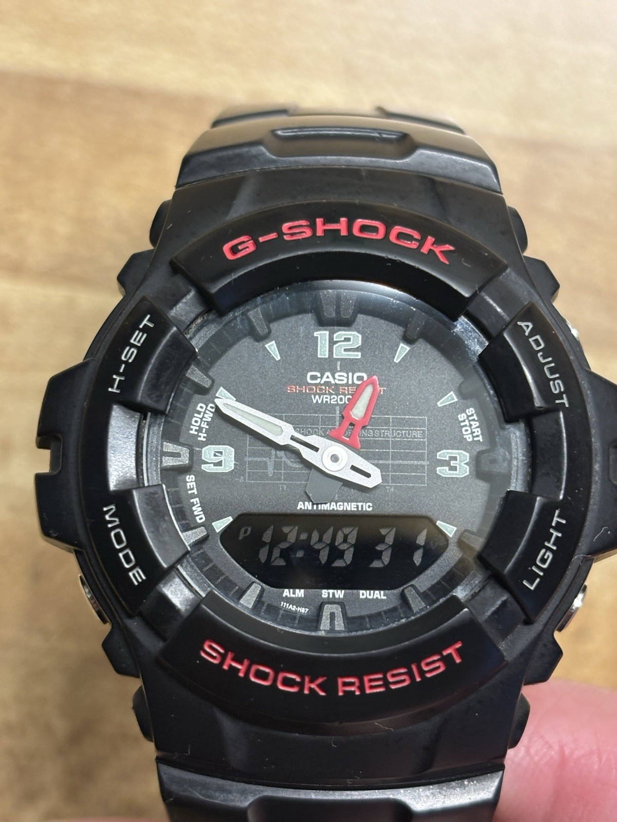 Casio G-SHOCK G-100 Quartz Analog-Digital Shock Resist 200m Black Resin Watch