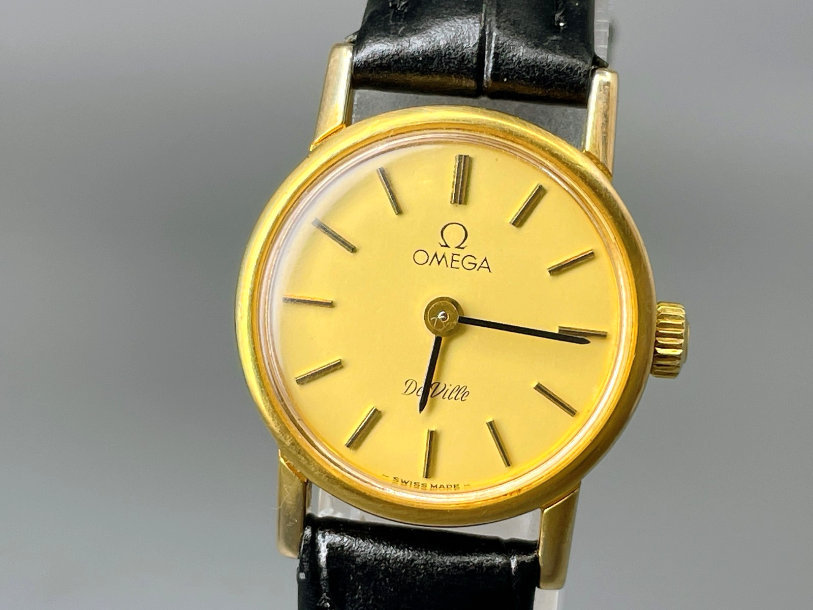 OMEGA De Ville Gold Dial Womens 22mm Watch Hand Winding Manual w/Box -US Stock