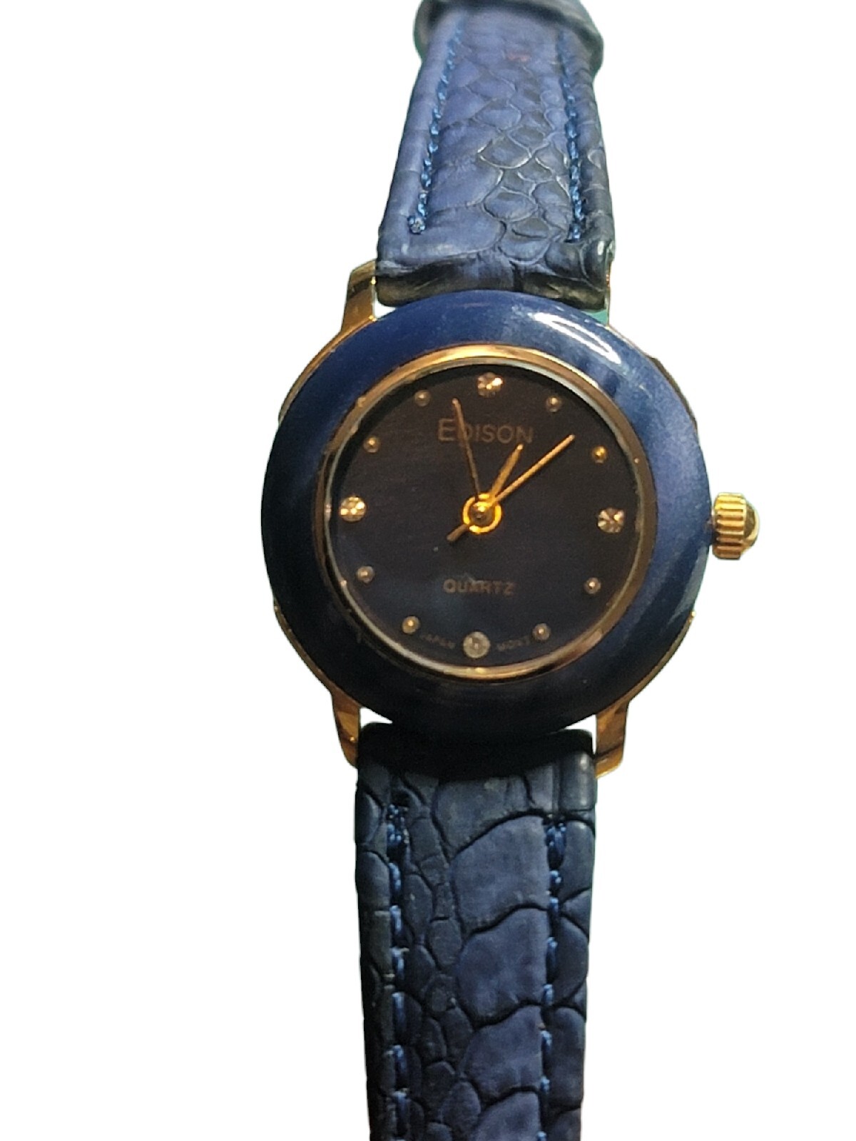 Ladies All Blue 22mm Edison Quartz Watch Runs Well New Battery