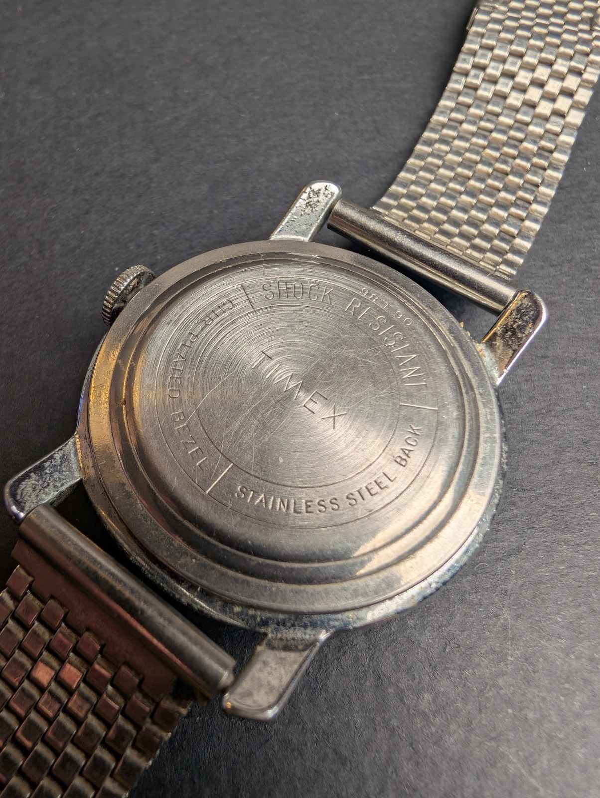 Rare Vintage 1950s Timex Mercury Watch Black Dial 34mm Not Working