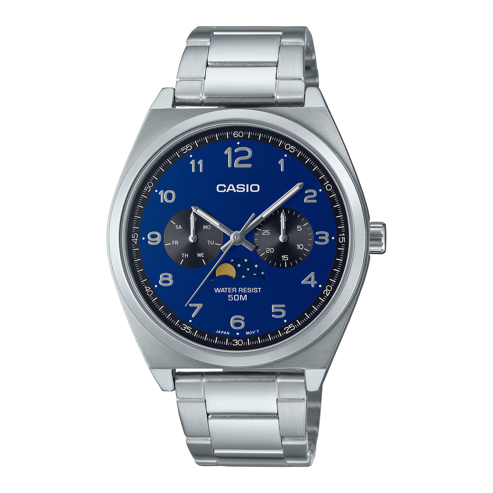 CASIO MTP-M300D-2AV MOONPHASE QUARTZ ANALOG BLUE DIAL WATCH