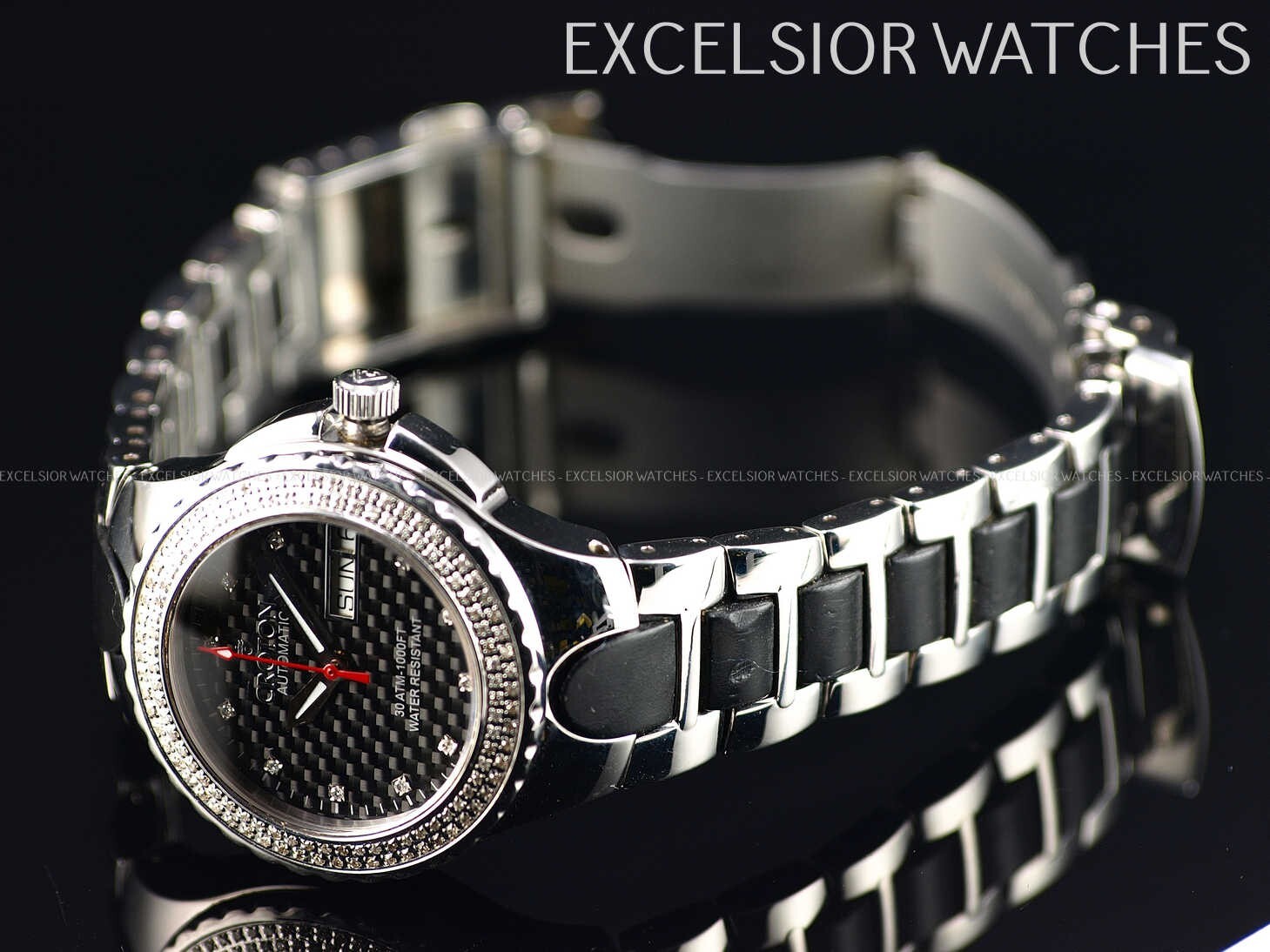 Croton 128th Anniversary Womens 38mm Swiss ETA Automatic Diamond Sapphire Diver