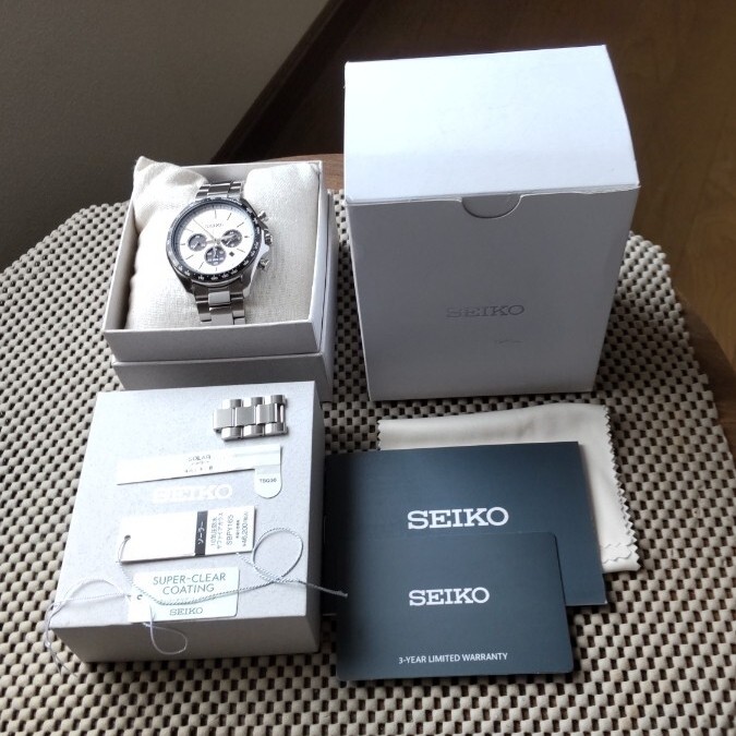 SEIKO SELECTION SBPY165 White Panda Solar Chronograph Men’s Watch Used