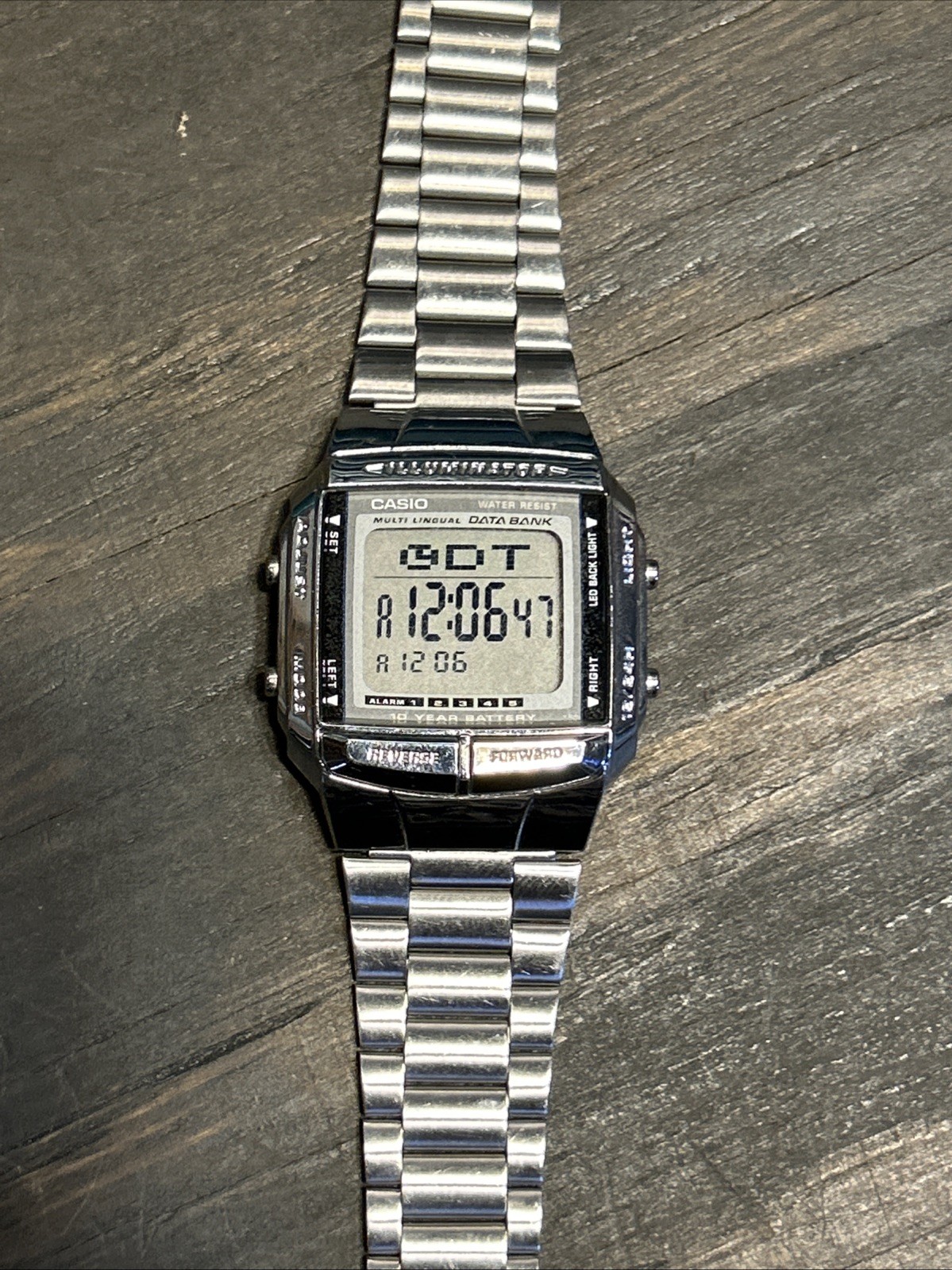 CASIO DB-360 Data Bank Multi-Lingual Digital Watch Stainless Steel LED Backlight
