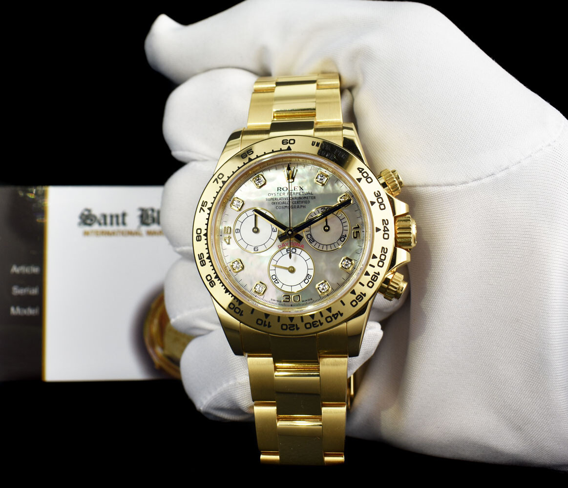 ROLEX – 40mm 18kt Gold DAYTONA MOP Diamond Dial 116508 – SANT BLANC